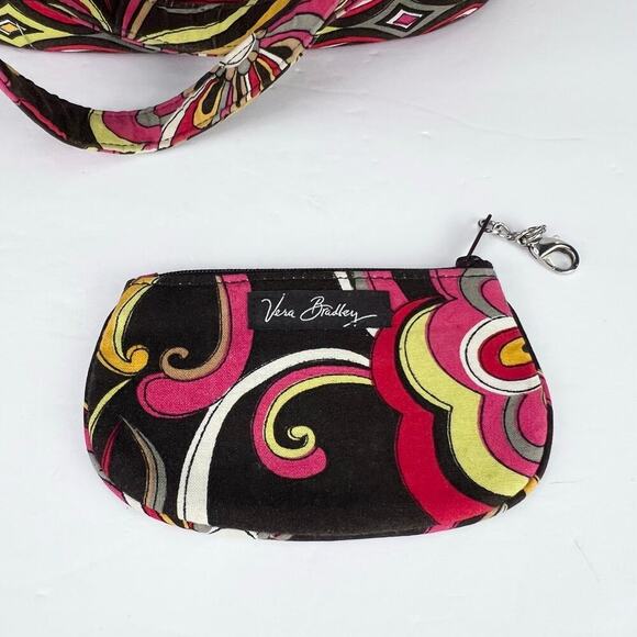 2 Piece Vera Bradley Retired Puccini Shopping Tote & Wallet Brown Yellow Red - Picture 8 of 14